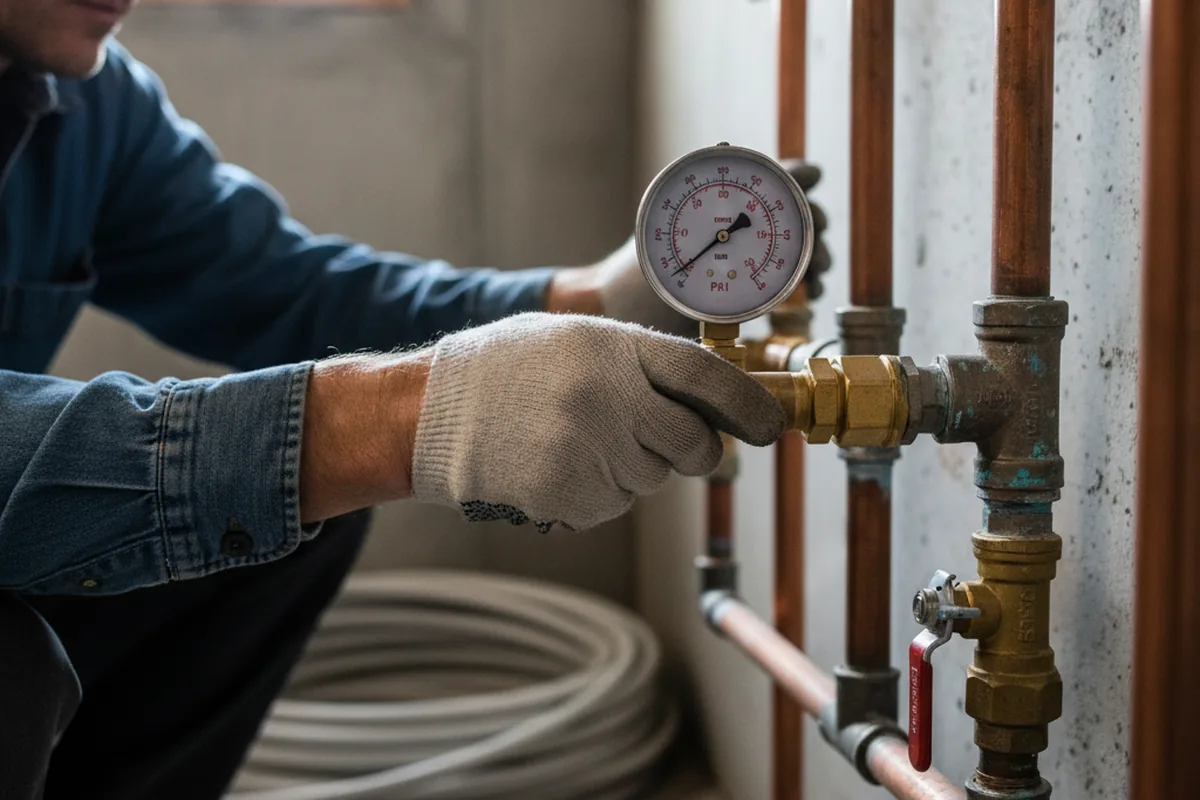 Pressure testing a repaired line during Water Line Repair in South Pittsburg